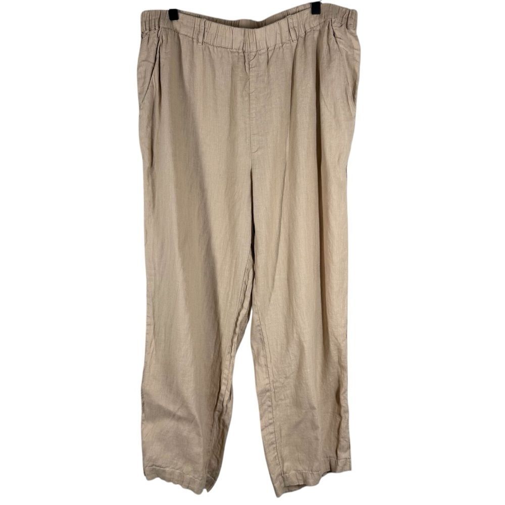 Quince 100% European Linen Pull On Wide Leg Pants Flax Pockets Women’s XL